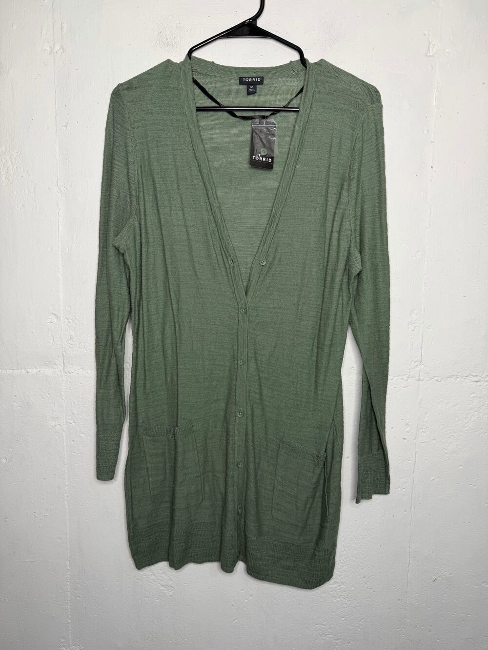 NEW Torrid Womens Green Long Button Down Cardigan Size 00 M/L